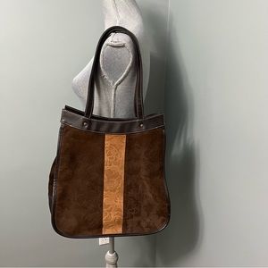 SUEDE SHOULDER BAG brown leather purse